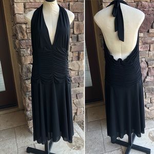 Lily Dress halter straps ties back, ruched bodice